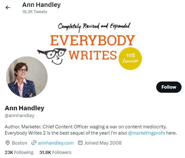 Ann Hadley Twitter Account