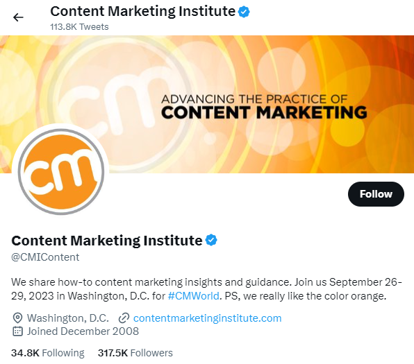 Content Marketing Institute best twitter accounts