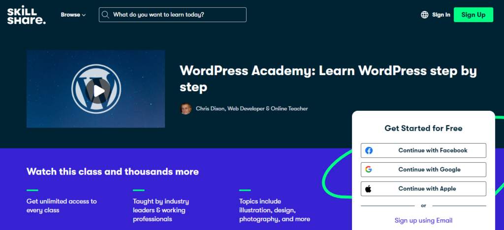 WordPress Academy: Learn WordPress Step by Step (Skillshare)