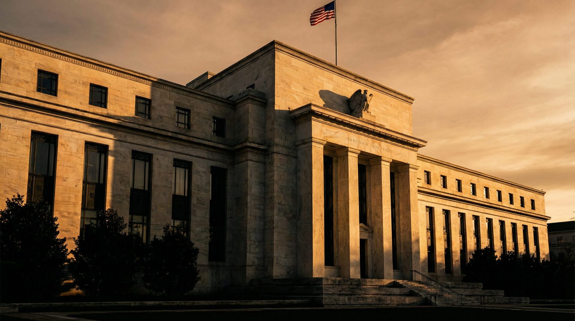 Federal Reserve building at dusk representing interest rate policy impact on commercial real estate