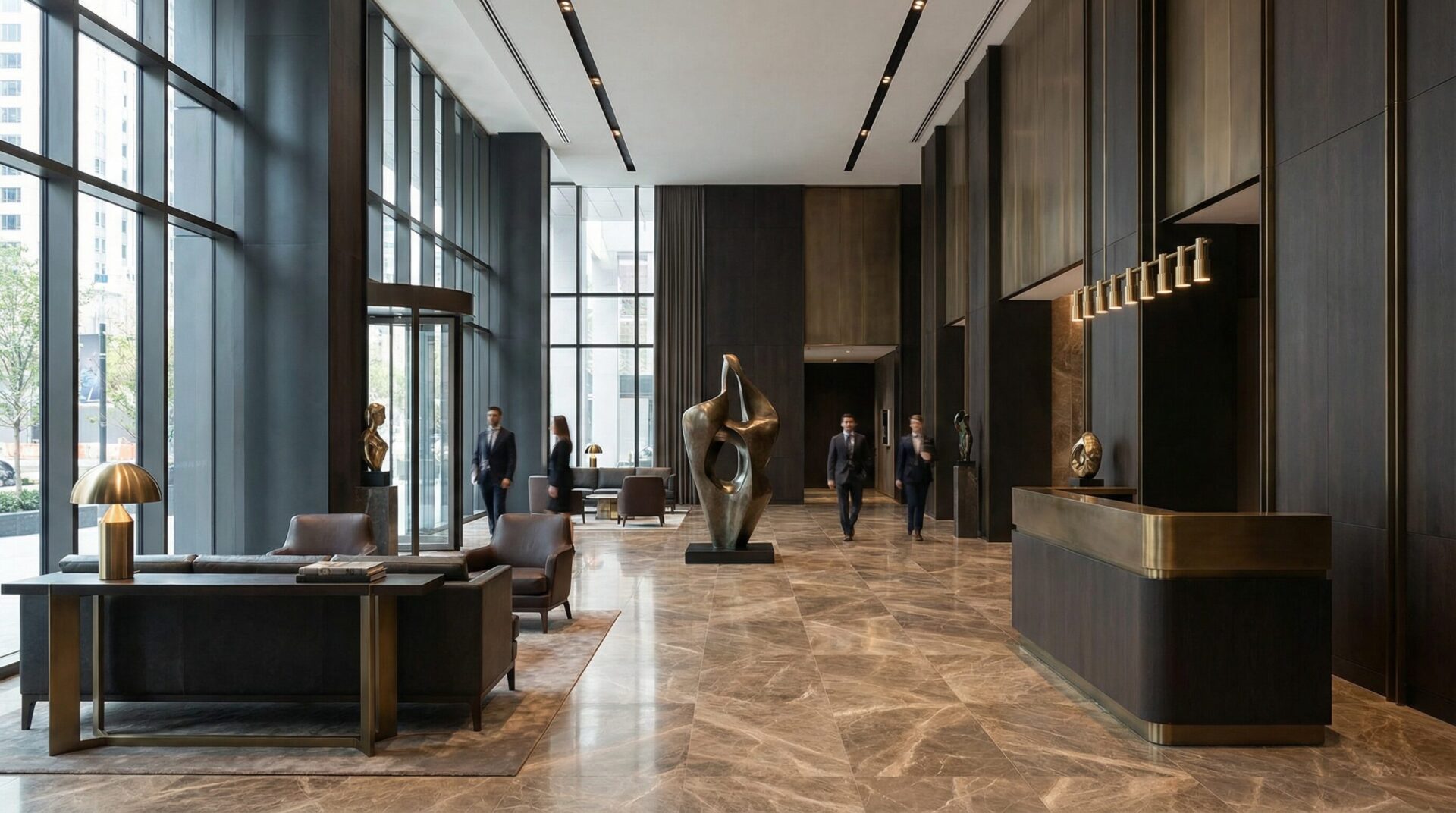 premium class A commercial office building in downtown financial district